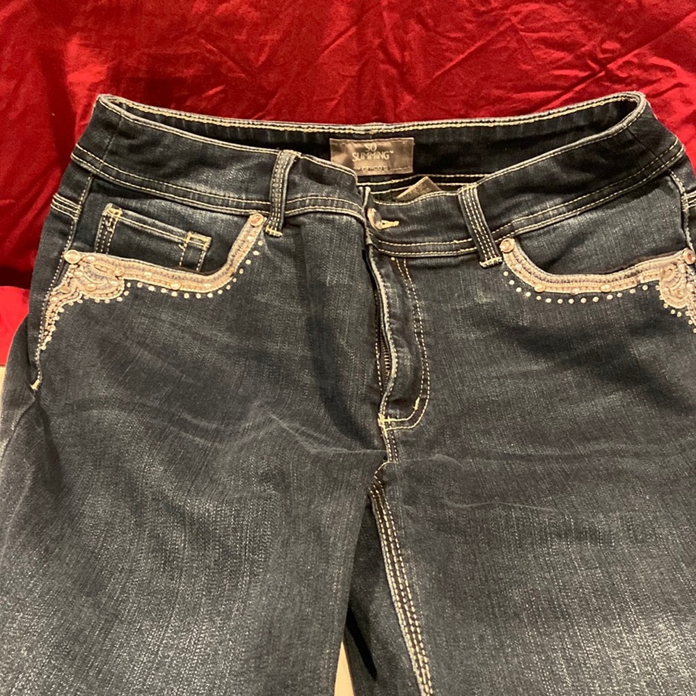 Chico’s So Slimming Straight Leg embellished Jeans size 1